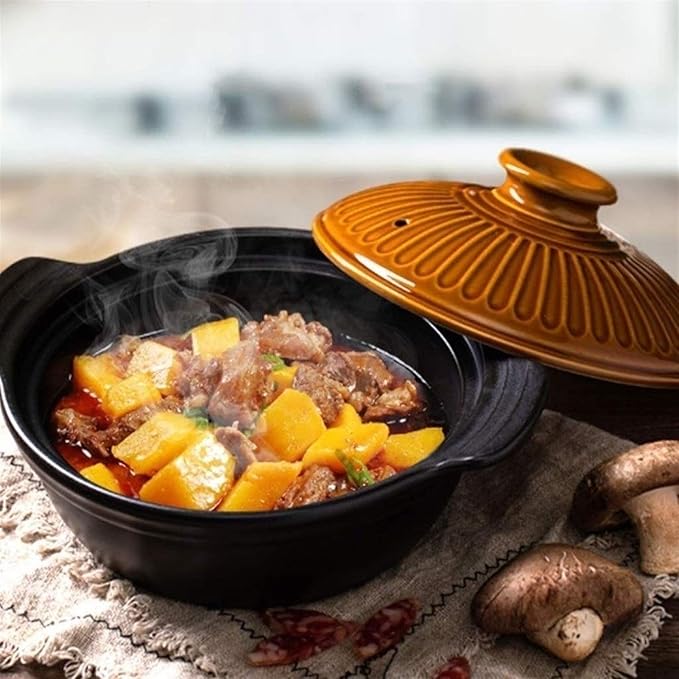 Casserole Cookware Kitchen Tools Cookware Ceramic Tableware Casserole Soup Pot Ceramic Breakfast Pot Soup Home Office Dinner Plate Dinner Pot (Size : 1.2L) (1.5L)
