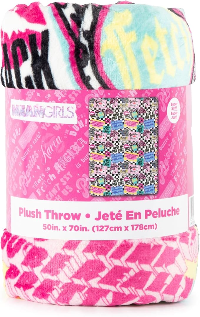 Jay Franco Plush Throw Blanket – Soft & Comfy 50x70 Inches Throw for Couch or Bed – Cozy Home Décor for Living Room & Bedroom, Multi - Mean Girls