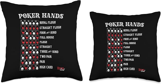 Poker Hands Cheat Sheet Casino Games Card Player Gift Throw Pillow