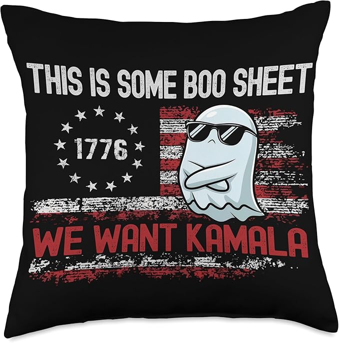This Is Boo Sheet We Want Kamala Halloween Ghost Throw Pillow