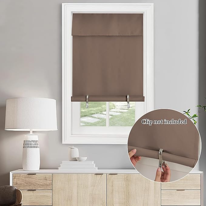 NICETOWN French Door Curtain Kitchen Blackout Door Cover, 36 x 72 inch Doorway Curtain for Entryway, Thermal Insulated Tie Up Shade, 1 Panel, Cappuccino