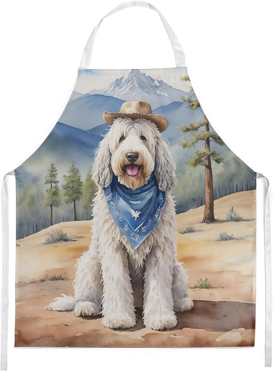 Caroline's Treasures Komondor Cowboy Welcome Apron Cooking Kitchen Server Baking Crafts Gardening for Adult Women Men, Unisex, Large, Multicolor