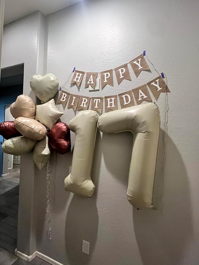 Numbers Seven Balloon, 40 Inch 7 Balloons for Birthday Party, Cream Number Balloons for 7, 17, 27 Game Competition Wedding Anniversaries Party, Christmas and New Years Eve Party
