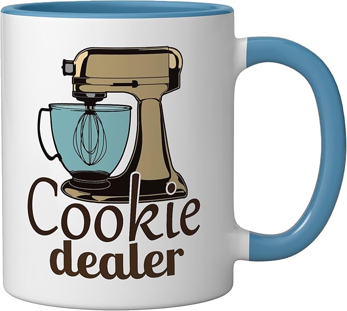 Cookie Dealer, Men Women Baking Cooking, Pastry Chef, Baker Ceramic Mug, Blue/White