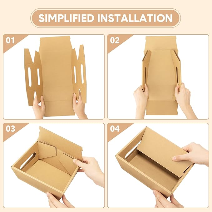 Fainne 34 Pcs Basket for Gift Empty Bulk, 8 x 6 Inch Basket Sturdy Cardboard Trays with Handles, Small Market Tray for Christmas, Wedding, Thanksgiving, Holiday, Birthday Party Decoration