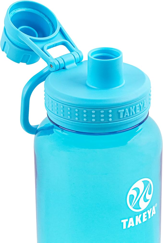 Takeya Tritan Sport Water Bottle with Spout Lid - BPA-Free & Dishwasher-Safe Water Bottle - Reusable Bottle with Lid Handle - Simple Leak-Proof Water Bottle - 32 oz, Breezy Blue