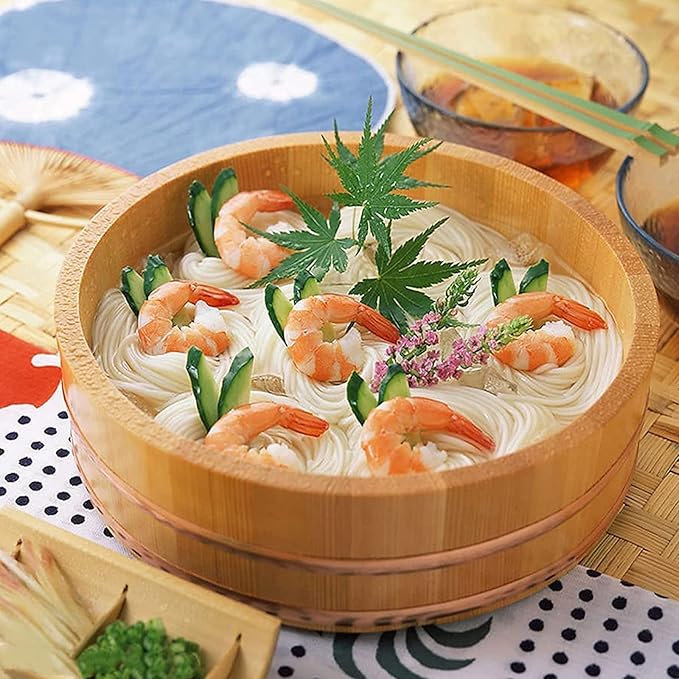 Sushi Rice Bowl with Spoon Wooden Hangiri Sushi Oke Rice Mixing Bucket for Knead The Dough Place Cooked Dishes and Mixed Sushi Rice Family Restaurant Kitchens Best Choice 42cm (27cm)
