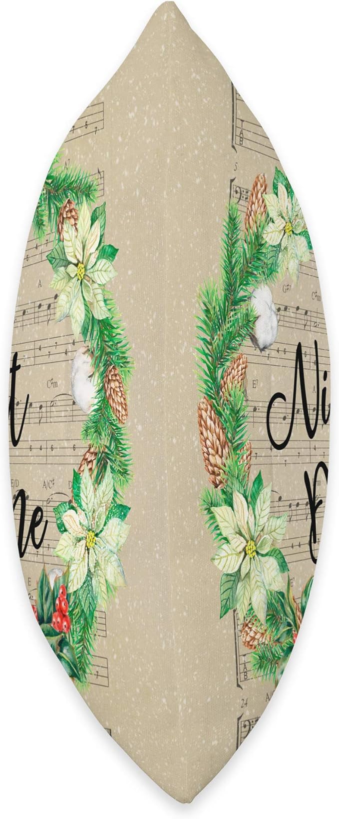 Christmas Sheet Music O Holy Night with Watercolor Wreath Throw Pillow