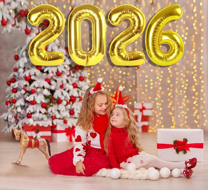 2026 Number Balloons 40 Inch Big Balloon, Gold Number 2026 Balloon for Happy New Years Eve Party Decorations, 20 26 Birthday Wedding Anniversaries Decors