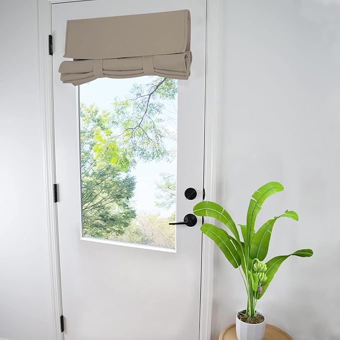 WdFour French Door Curtains with Silky Feel Thermal Insulated Noise Reducing Blackout Curtains for Glass Door Office (30W x 40L, 1 Panel, Mocha)