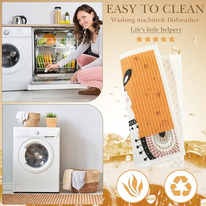 Patelai 6 Pieces Swedish Dishcloth for Kitchen Swedish Dish Towels Swedishs Dish Cloths Absorbent Reusable Paper Towels Washable Cleaning Cloths No Odor for Kitchen Decor