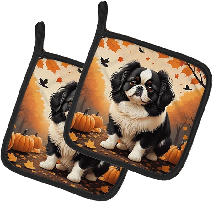Caroline's Treasures DAC1052PTHD Japanese Chin Fall Pair of Pot Holders Kitchen Heat Resistant Pot Holders Sets Oven Hot Pads for Cooking Baking BBQ, 7 1/2 x 7 1/2