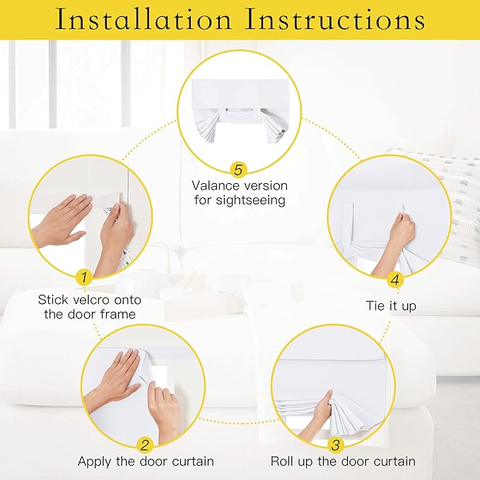 NICETOWN Tie Up Curtains for Bathroom, French Door Curtain Privacy White Door Curtains for Door Window Thermal Insulated Light Block Sidelight Curtains, 1 Panel, 46W x 63L, Pure White