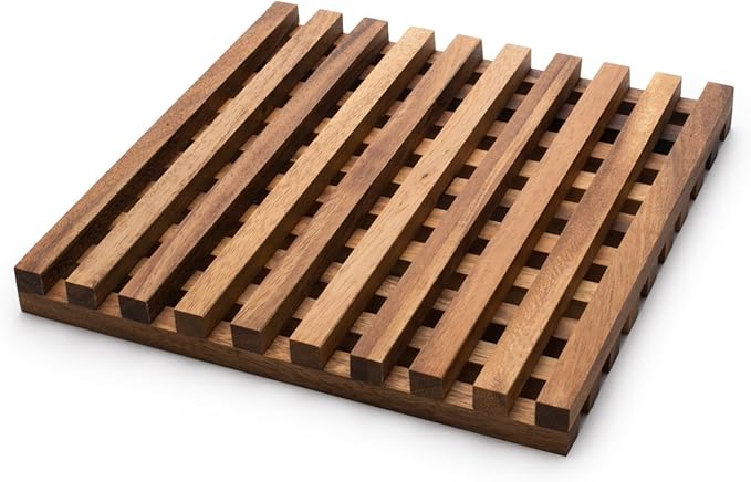Ironwood Gourmet Venetian Trivet, 10 x 10 x 1 inches, Acacia Wood