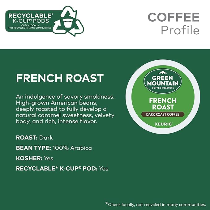 Green Mountain Coffee Roasters French Roast, Single-Serve Keurig K-Cup Pods, Dark Roast Coffee Pods, 96 Count