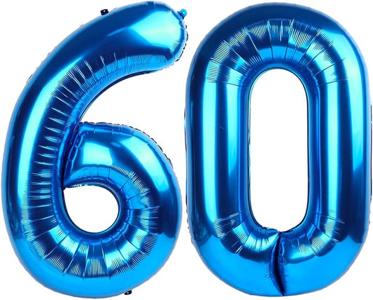 60Th Birthday Decorations For Men, Dark Blue Party Decoration for Women Adults Parents, Big Number 60 Balloons for 60th Birthday Party Decorations