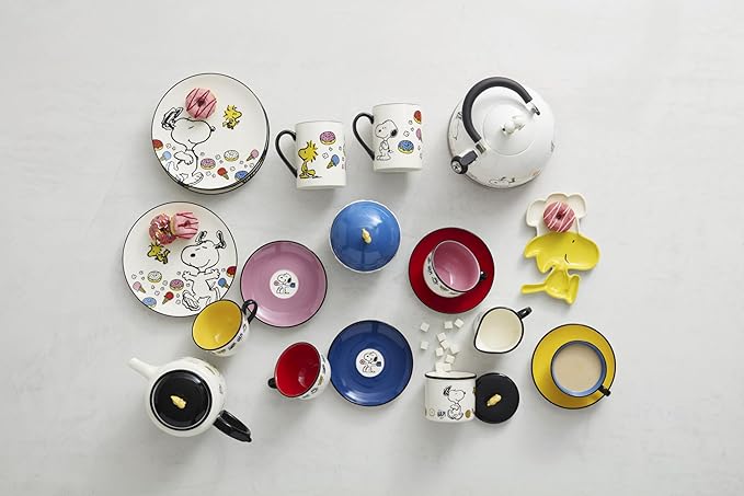 Lenox Teacup Set, Chef Snoopy Tea Cups And Saucers, Sets Of 4, Service For 4, Porcelain Material, Dishwasher And Microwave Safe, Tea Set, Mug, Snoopy Design (Assorted, 8 Pieces, 10 Ounce Capacity)