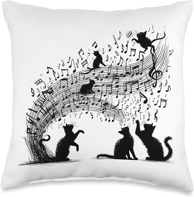 Cat Sheet Music Cute Animals Classic Musician Player Funny Throw Pillow