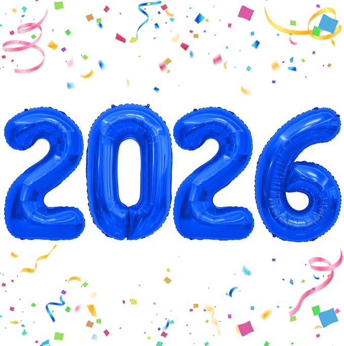 2026 Blue Foil Numbers Balloons(40 Inch) Happy New Years Eve Party Supplies 2026 New Year Graduation Balloons Decorations 20 26 Signs Props Birthday Anniversary Wedding Festival Ornament Decor