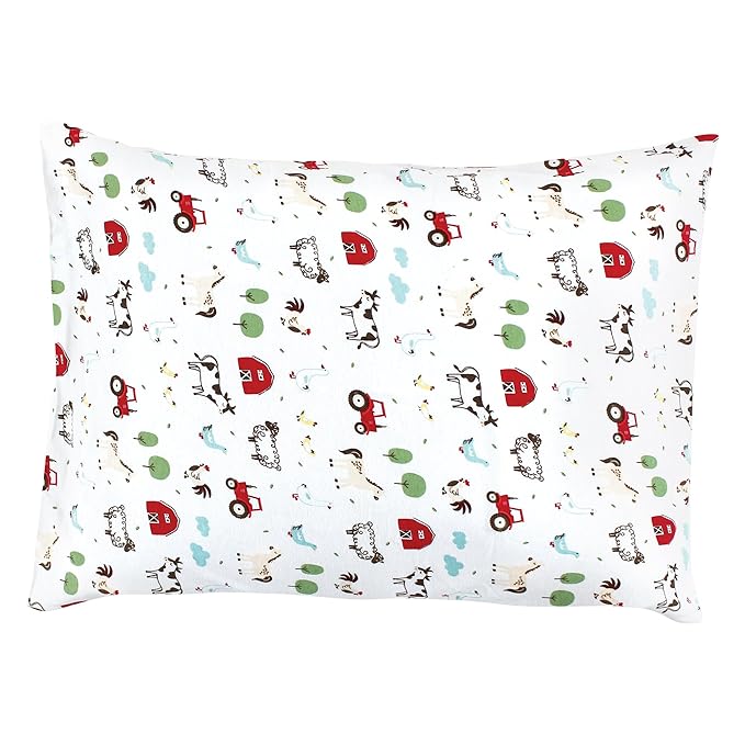 Hudson Baby Unisex Baby and Toddler Cotton Toddler Pillow Case, Boy Farm Animals, One Size
