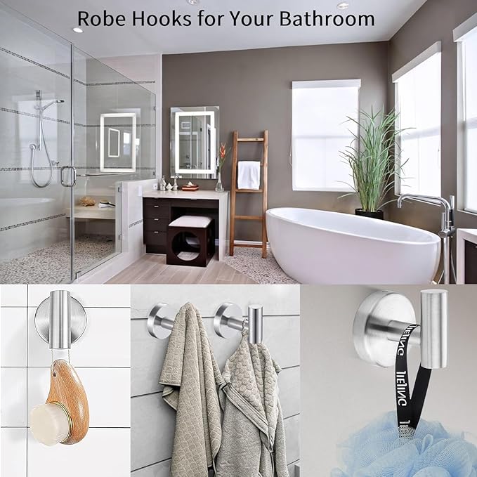 Kruodop Towel Hooks for Bathroom,2 Packs Wall Mount Towel Holder, Bronze Matte Wall Robe Hook,Stainless Steel Heavy Duty Door Hanger Towel Hook for Kitchen, Bedroom,Hotel,Pool,Coats