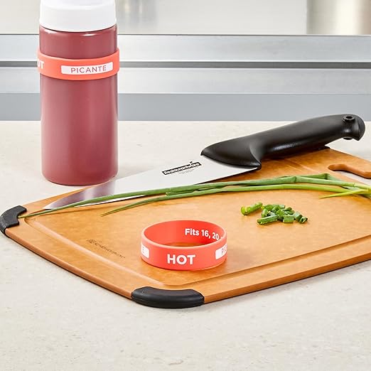 Restaurantware Silicone Squeeze Bottle Band 10 Count 2.75 Inch Dishwasher Safe Condiment Identification Band, Hot Red Non-Slip Label Band for Condiment Labeling at Restaurants, Food Trucks