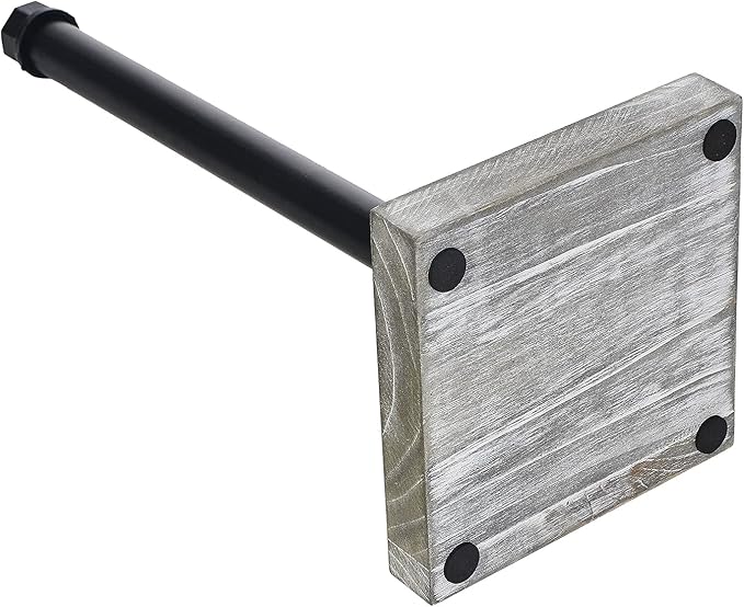 Rustic Industrial Iron Pipe Design Paper Towel Holder with Solid Wood Base Farmhouse Paper Towel Roll Dispenser for Kitchen Bathroom Livingroom Office (GreyWhite)