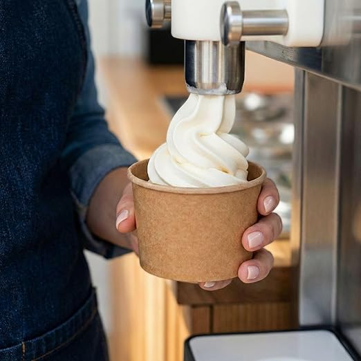 Coppetta 4 Ounce Dessert Cups, 50 Disposable Ice Cream Cups - Lids Sold Separately, Heavy-Duty, Kraft Paper Frozen Yogurt Bowls, For Hot And Cold Foods, Perfect For Gelato Or Mousse - Restaurantware