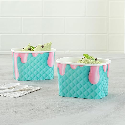 Restaurantware Paper Cups 200 Count 12 Ounce Square Disposable Ice Cream Containers, Leak-Resistant Paper Dessert To Go Cups, Hot And Cold Food, Durable Bubblegum Splash Design