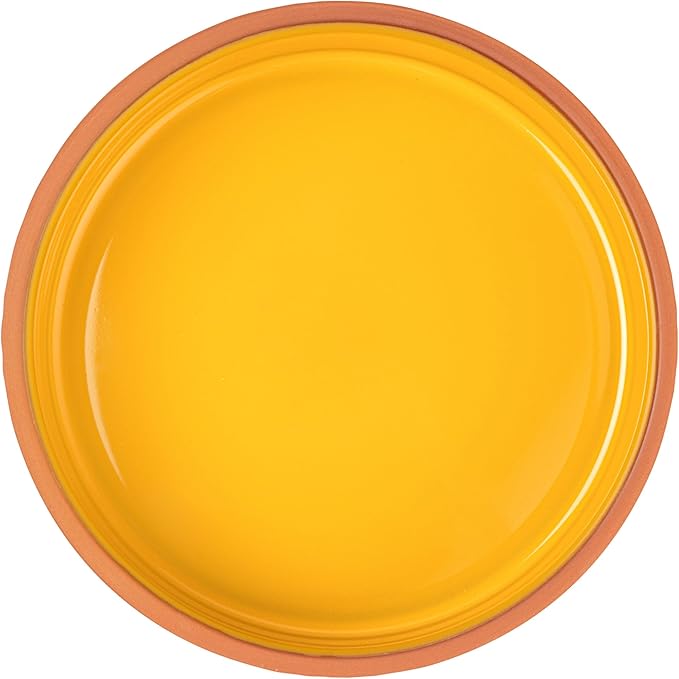 Restaurantware-Terra Tek 34 Ounce Terracotta Cazuelas, 2 Yellow Glazed Clay Pots For Cooking - Oven-Ready, Microwavable, Terracotta Serving Pots, Dishwashable, For Cooking And Serving