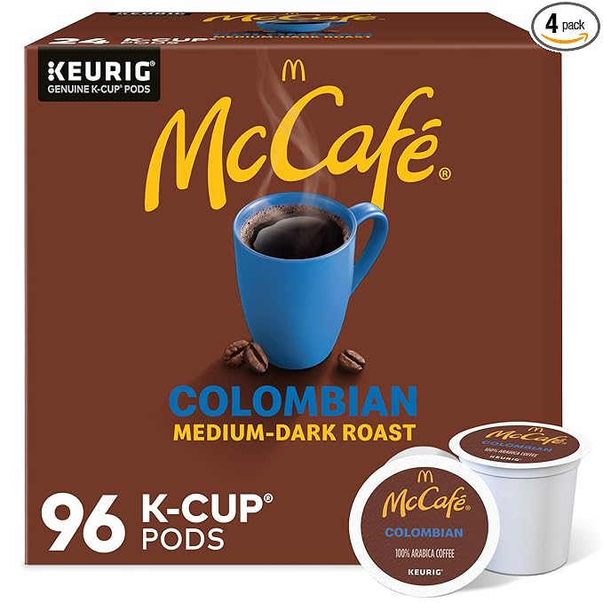 McCafe Colombian, Single Serve Coffee Keurig K-Cup Pods, Medium Roast, 96 Count (4 Packs of 24)