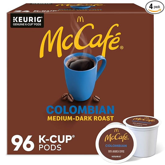 McCafe Colombian, Single Serve Coffee Keurig K-Cup Pods, Medium Roast, 96 Count (4 Packs of 24)