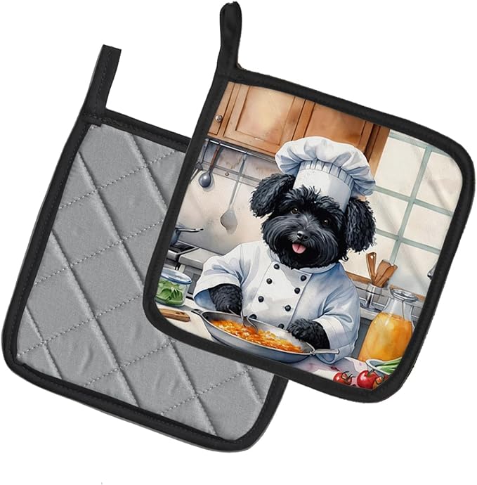 Caroline's Treasures Puli The Chef Pair of Pot Holders Kitchen Heat Resistant Pot Holders Sets Oven Hot Pads for Cooking Baking BBQ, 7 1/2 x 7 1/2