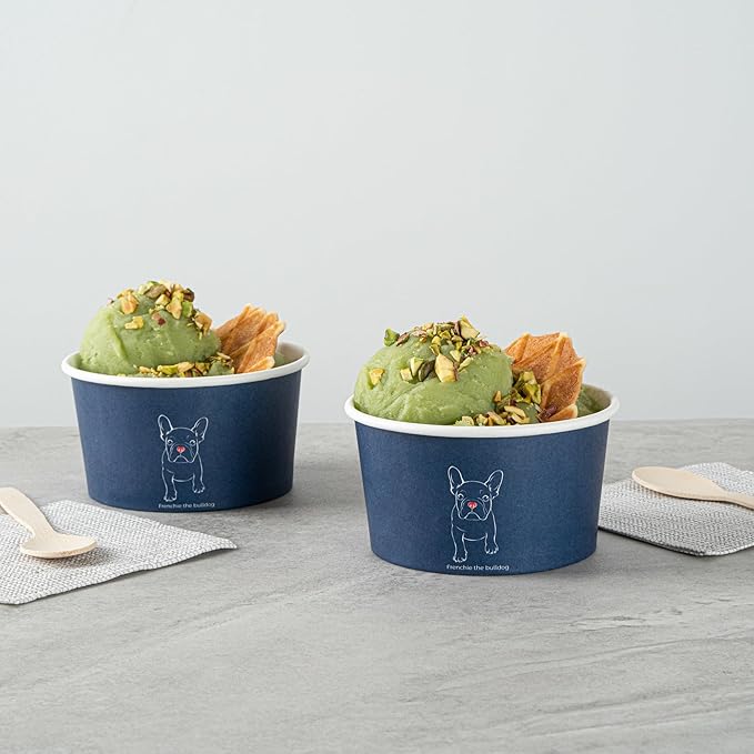 Restaurantware Coppetta 8 Ounce Dessert Cups, 50 Disposable Ice Cream Cups - Lids Sold Separately, Sturdy, Frenchie Paper FroYo Bowls, For Hot And Cold Foods, Perfect For Gelato Or Mousse