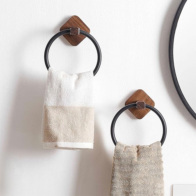 Aluminum Wood Towel Hand Holder for Bathroom Rack Hanger for Kitchen Wall Mount Heavy Duty Storage Scratch-resistant Hanger Stylish Mount Contemporary Flexible