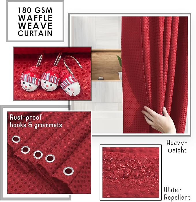 Clara Clark Bathroom Set - Christmas Bathroom Accessories Set, 27PC Bathroom Accessory Set, Christmas Bathroom Sets with Bathroom Rugs, Adhesive Corner Shower Caddy Hanging, Toilet Brush & Trash Can