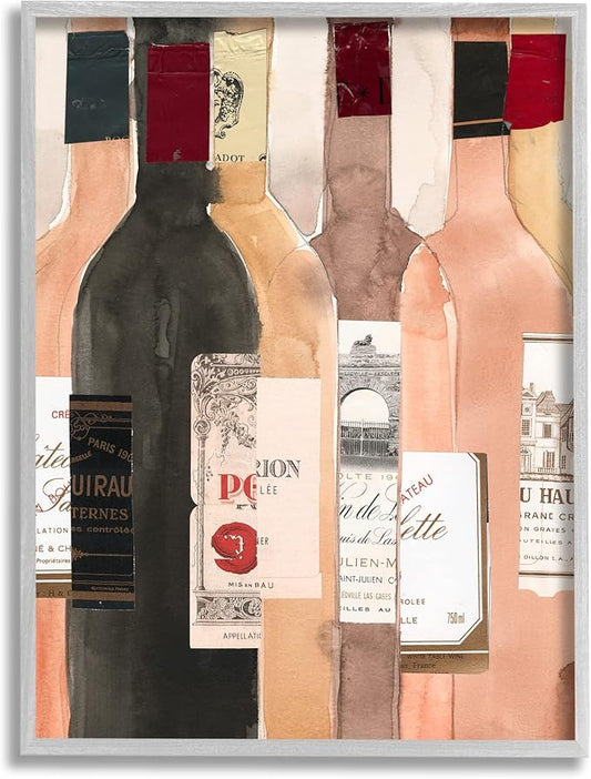 Stupell Industries Timeless Labeled Wine Champagne Bottles Vintage, Design by Samuel Dixon