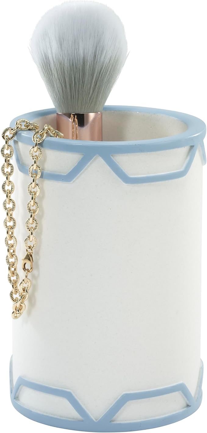 Izod – Tumbler, Hand-Painted Sand Resin with Trellis Design, Geometric Home Decor – Perfect for Holding Toothbrushes and Bathroom Essentials (Trellis)