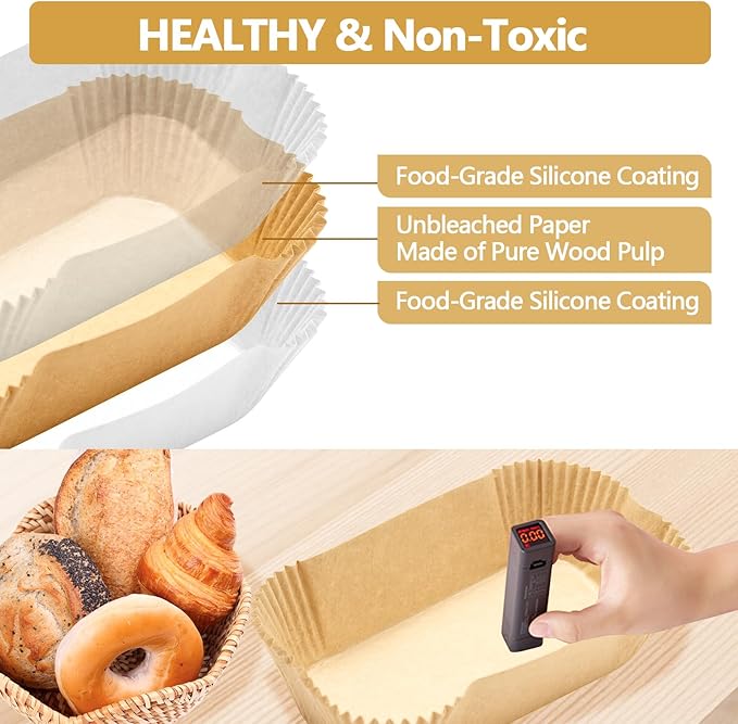 UBeesize 2lb Loaf Pan Liners, 200 PCS Loaf Pan Liners for Baking Bread 9x5, Non-Stick Bread Pan Liners, Pre-formed Rectangle Paper for Bread and Cakes