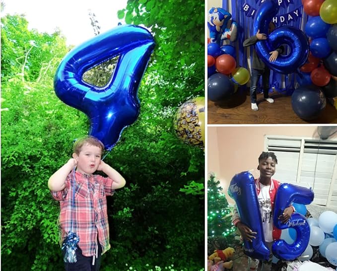 Numbers Balloons 40 Inch 4 Navy Blue Balloons for 4th Birthday Party, Number 4 14 40 Balloons