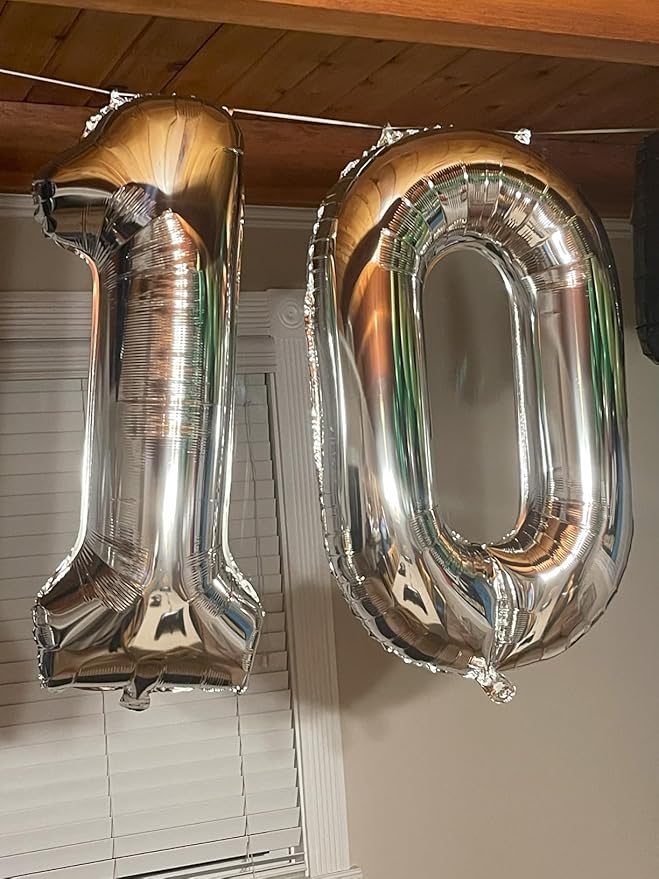 Number 60 Balloon 40 Inch, Silver Party Decoration for Women Men Adults Parents, Number 60 Balloons for 60th Birthday Party Decorations