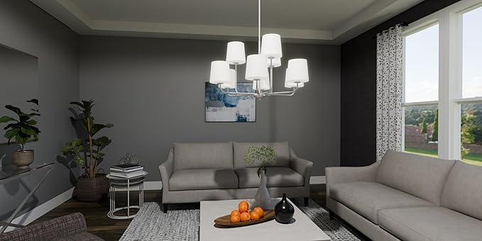 Quoizel Gallagher 2-Tier Chandelier, 32 Inch 9-Light Brushed Nickel Hanging Ceiling Light Fixture, Max Adjustable Height 57", Modern Industrial Design for Dining, Living Room, Kitchen or Office