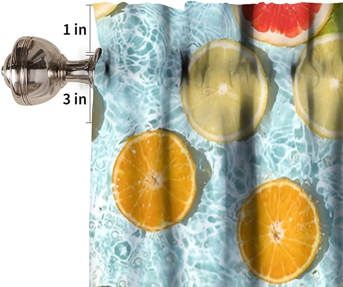 Fruit Curtain Valance, Yellow Lemon Orange Summer Decor Short Window Treatment for Kitchen Dining Resturant Bedroom Living Room Cafe Home Decoration, 54x18Inch