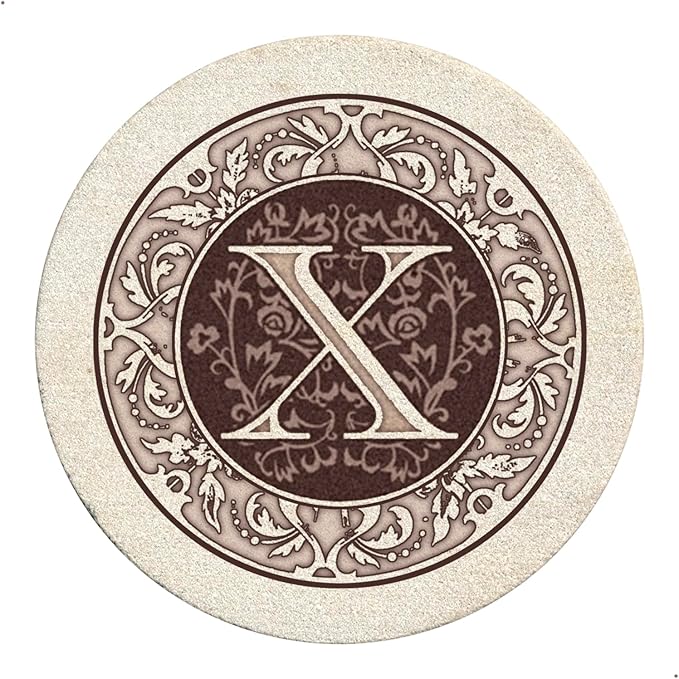 Thirstystone Monogram Letter X Absorbent Sandstone Coaster 4-Pack Manufactured in The USA Decorative, Absorbent, Easily Wipes Clean