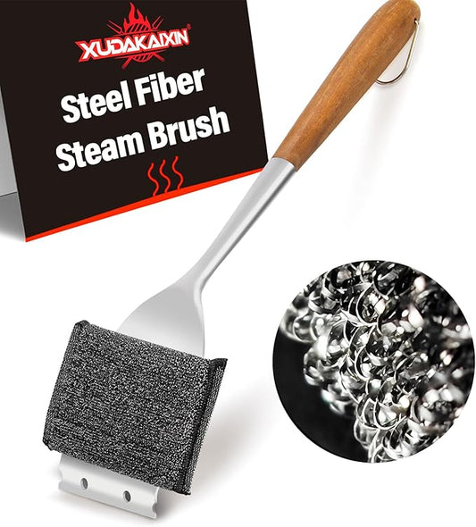 XUDAKAIXIN Grill Brush Bristle Free,Unique Steel Fibers Pad [Safe & Efficient] Perfect for Any Grill/Flat Tops Griddles,Safe Grill Cleaner for Outdoor Grill,Gifts for Men/Dad