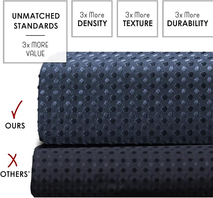 Clara Clark Navy Blue Shower Curtain Set with Black Shower Caddy Hanging - Fabric Shower Curtains and Stainless Steel Shower Caddies, Bathroom Shower Curtain Sets with Corner Shower Caddy Dorm
