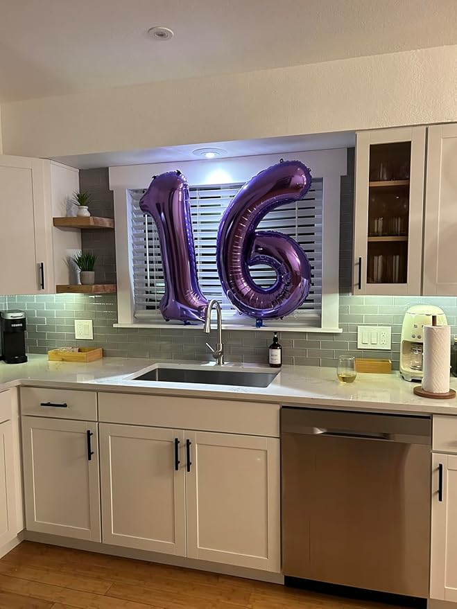 Purple Number 6 Balloon Balloons, Happy Birthday Decoration for 6th, 40 Inch Six Number Balloons for 6, 16, 26, 60, 2026 Wedding Anniversaries Singles Party, 2026 New Years Eve Party