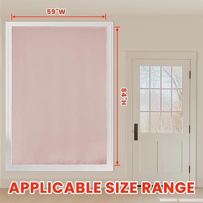 AJAZZ self Adhesive Portable 100% Blackout Curtains Simple and Easy to installBedroom Window Thermal Lnsulated Kitchen Room Darkening Black Small Drapes 1-Pack