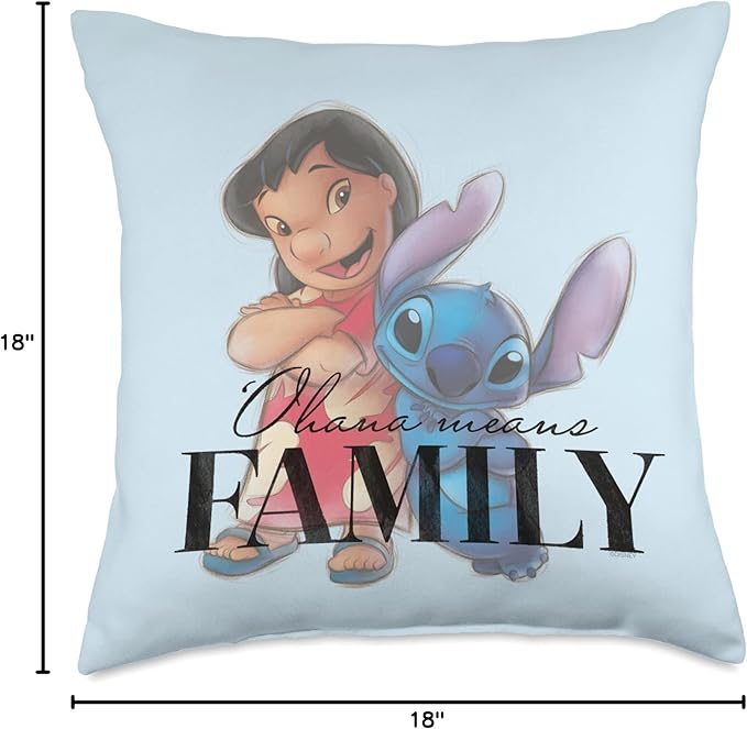Disney 100 Anniversary Lilo & Stitch D100 Quote ‘Ohana Throw Pillow
