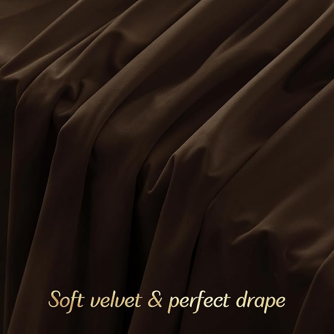 NICETOWN Brown 100% Blackout Warm Velvet Curtain for Living Room, 1 Panel Rod Pocket/Back Tab/Hook Belt Cold Blocking Room Darkening Noise Canceling Window Treatment for Bedroom, W48 x L96